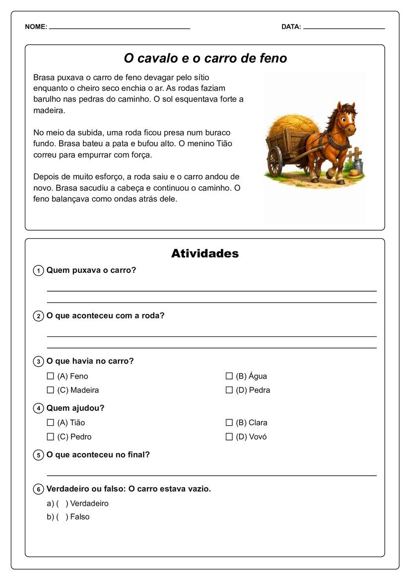 Pequenos textos ilustrados com interpretação arquivo educativo página 38